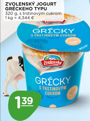 Zvolenský jogurt gréckeho typu s trstinovým cukrom