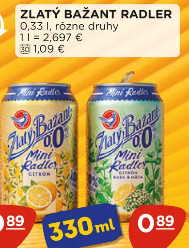 Zlatý Bažant radler plechovka