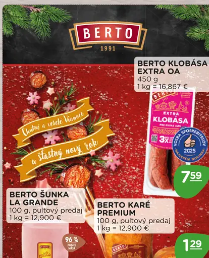 Berto klobása Extra OA