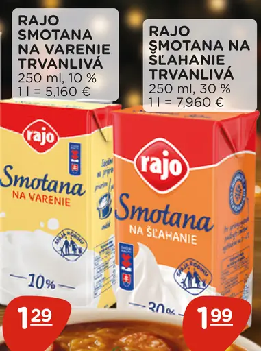 Rajo Smotana na varenie trvanlivá