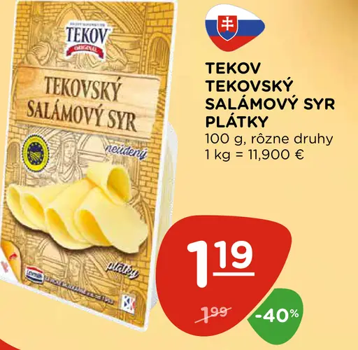 Tekovský Salámový syr plátky