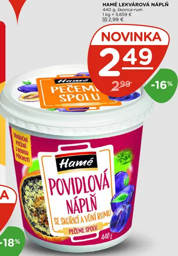 Hamé lekvárová náplň škorica-rum
