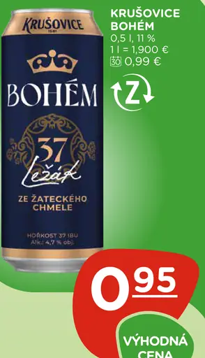 Krušovice Bohem ležák plechovka