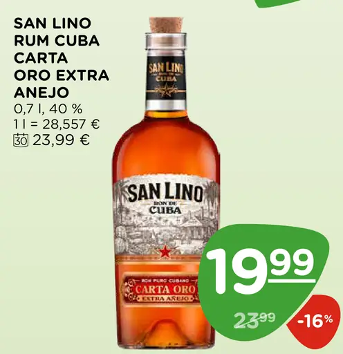 San Lino Rum Cuba Carta Oro Extra Anejo