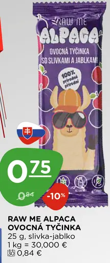 Raw Me Alpaca Ovocná tyčinka