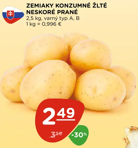 Zemiaky konzumné žlté neskoré