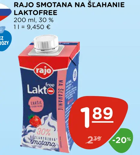 Rajo Smotana na Šľahanie Laktófree