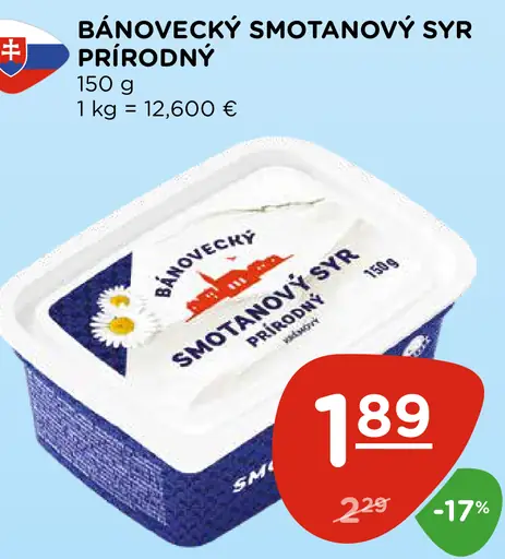 Bánovecký smotanový syr prírodný