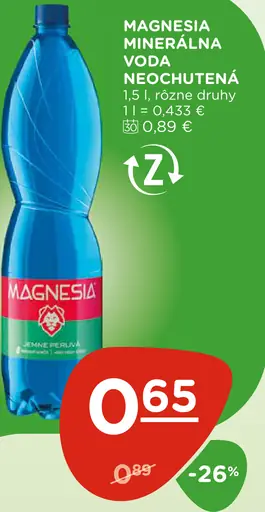 Magnesia Prírodná minerálna voda neperlivá
