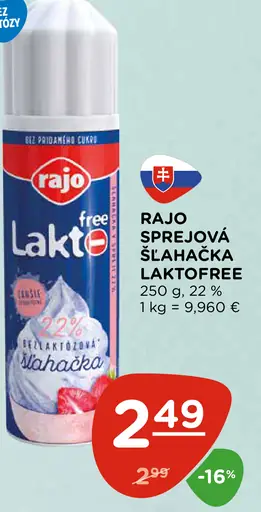 Rajo sprejová šľahačka laktofree