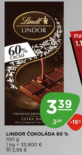 Lindor čokoláda 60%