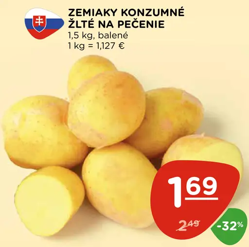 Zemiaky konzumné žlté na pečenie