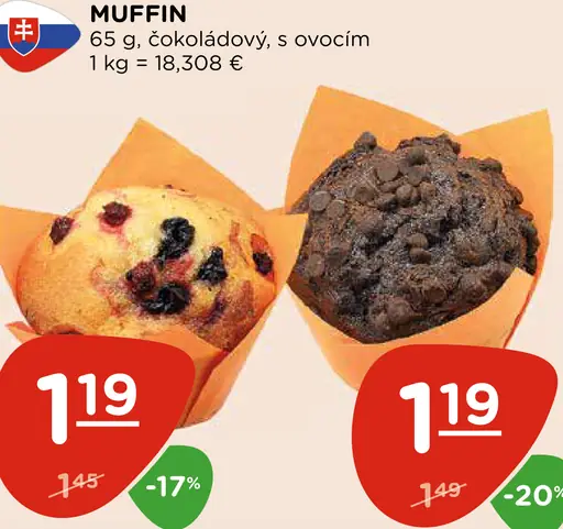 Muffin čokoládový s ovocím