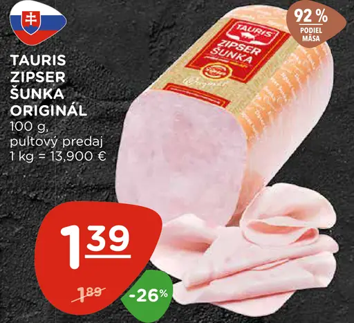 Tauris Zipser šunka originál