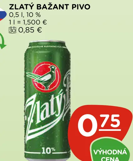 Zlatý Bažant Pivo plechovka