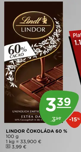 Lindor čokoláda 60%