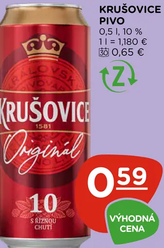 Krušovice Pivo plechovka