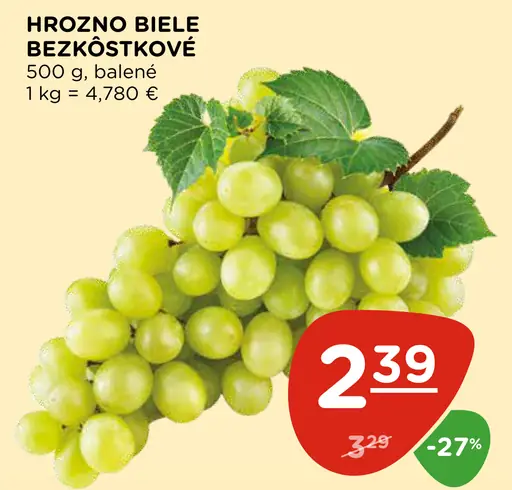 Hrozno biele bezjadierkové