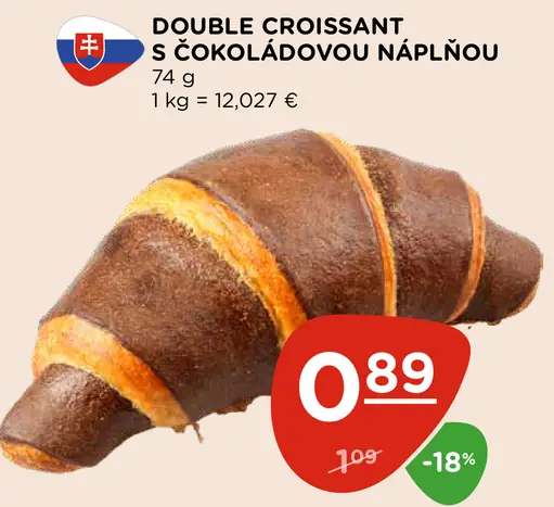 Double croissant s čokoládovou náplňou