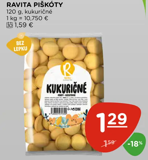 Ravita kukuričné piškóty bez lepku