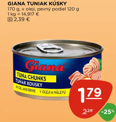 Giana tuniak kúsky v oleji v náleve