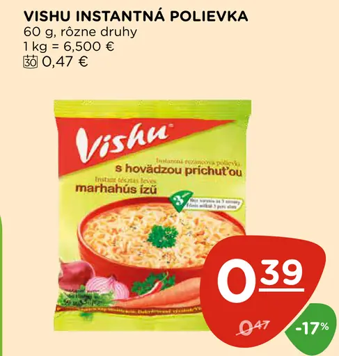 Vishu instantná polievka hovädzová a rôzne druhy