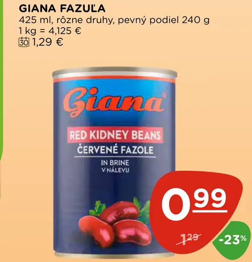 Giana fazuľa červené fazole v náleve rôzne druhy