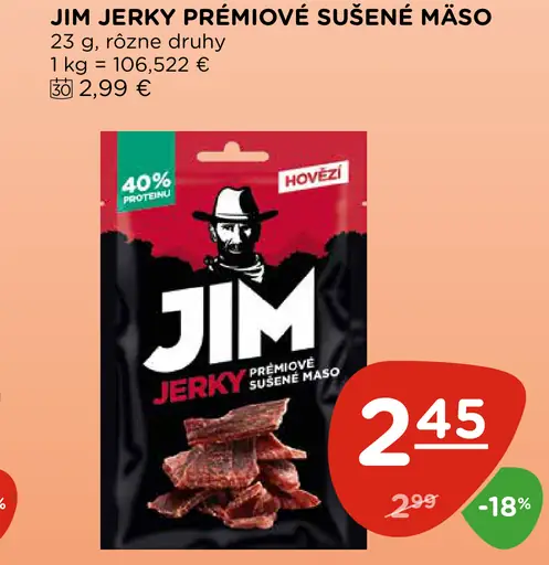 Jim Jerky prémiové sušené mäso hovädzie