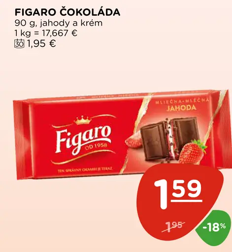 Figaro čokoláda jahody & krém, mliečna