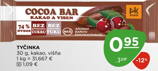 PK Snack Cocoa Bar kakao a višňa tyčinka