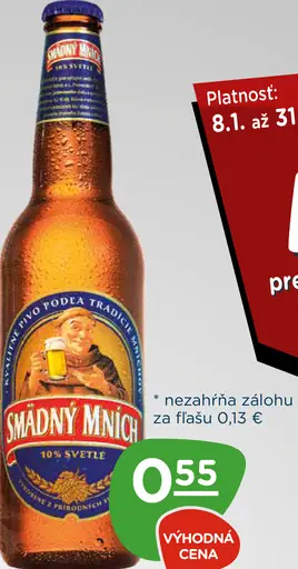 Smädný Mních pivo svetlé 10 %