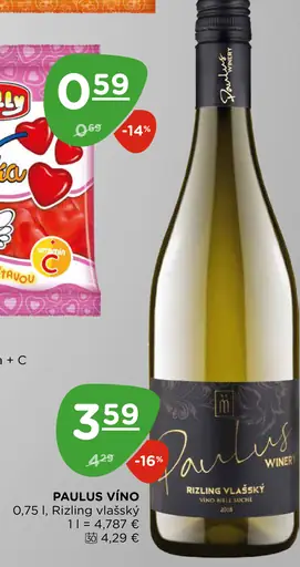 Paulus víno Rizling vlašský suché biele