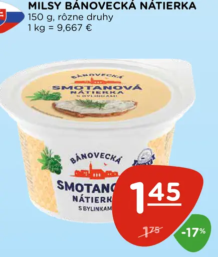Milsy Bánovecká nátierka smotanová