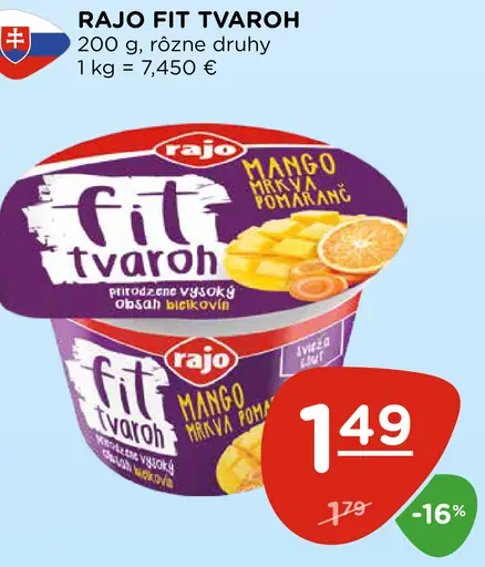 Rajo Fit tvaroh proteínový dezert