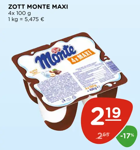 Zott Monte Maxi mliečny dezert