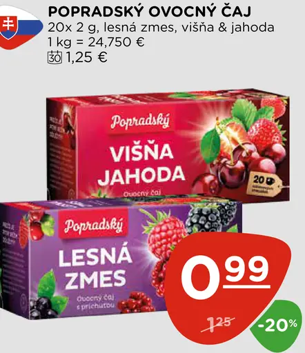 Popradský Brusnica lesná jahoda ovocný čaj