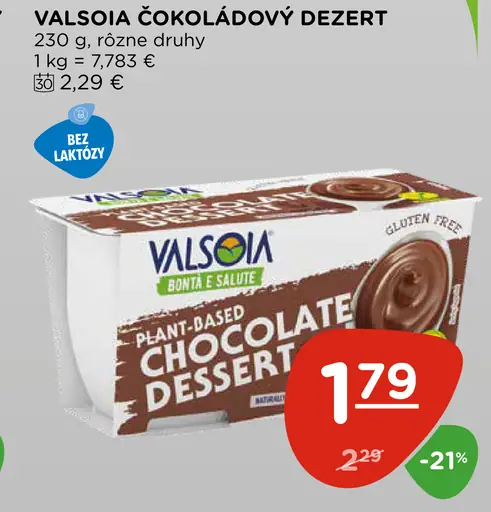 Valsoia čokoládový dezert plant-based