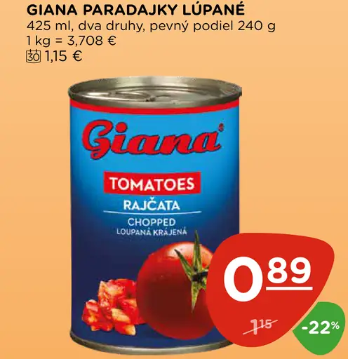 Giana paradajky lúpané rajčatá v šťave