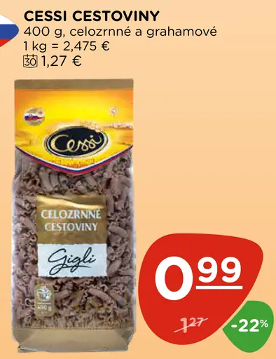 Cessi celozrnné a grahamové cestoviny špirály