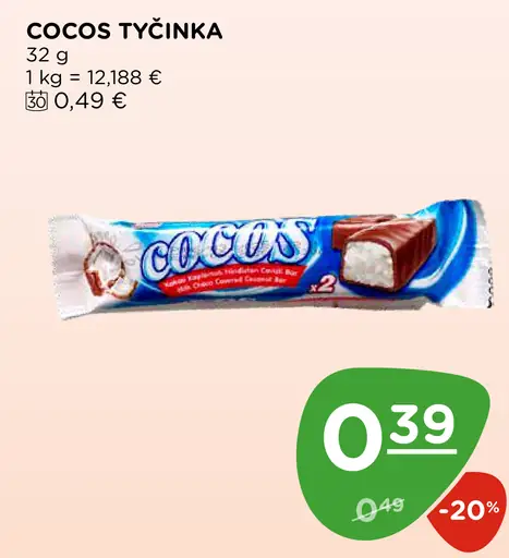 Cocos tyčinka kokosová v čokoláde