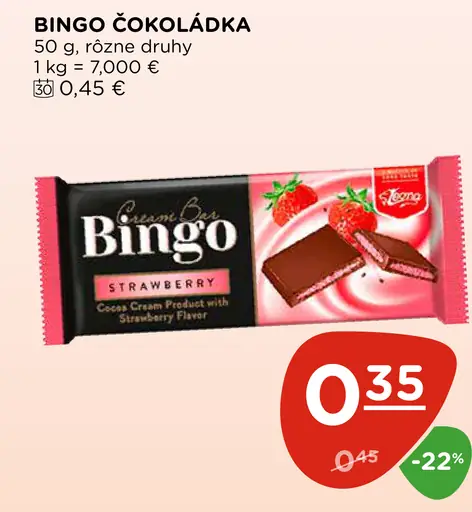 Bingo čokoládka strawberry