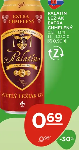 Palatín ležiak extra chmelený plechovka