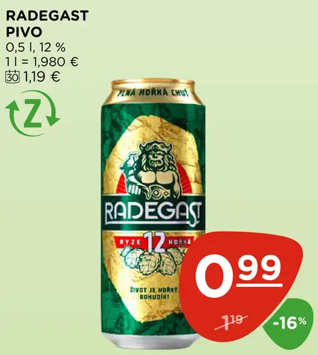 Radegast Pivo plechovka