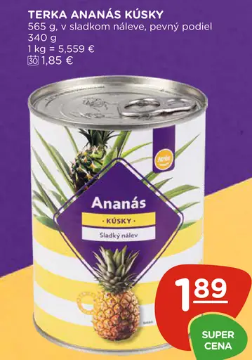 Terka ananás kúsky v sladkom náleve