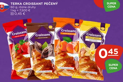 Terka croissant pečený rôzne druhy