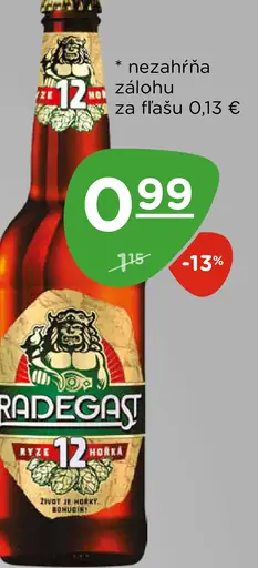 Radegast pivo fľaša