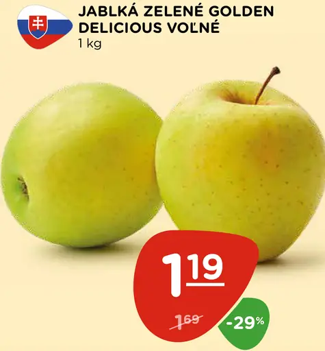 Jablká zelené Golden Delicious