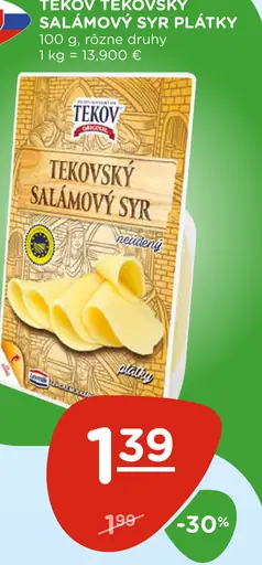 Tekovský Salámový syr plátky