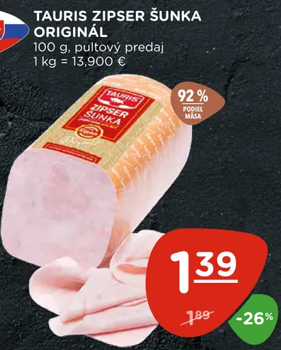 Tauris Zipser šunka originál