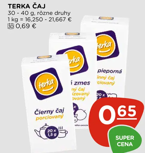 Terka Čaj rôzne druhy